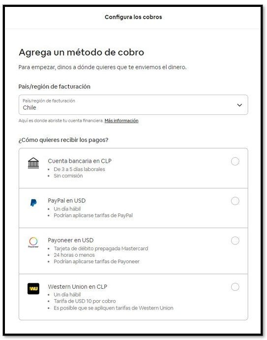 Metodos para recibir los pagos de Airbnb